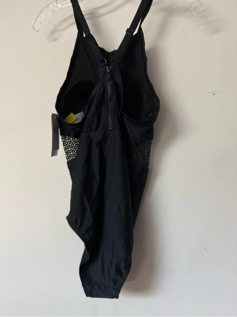 Black One-Piece Swimsuit with waist mesh detail